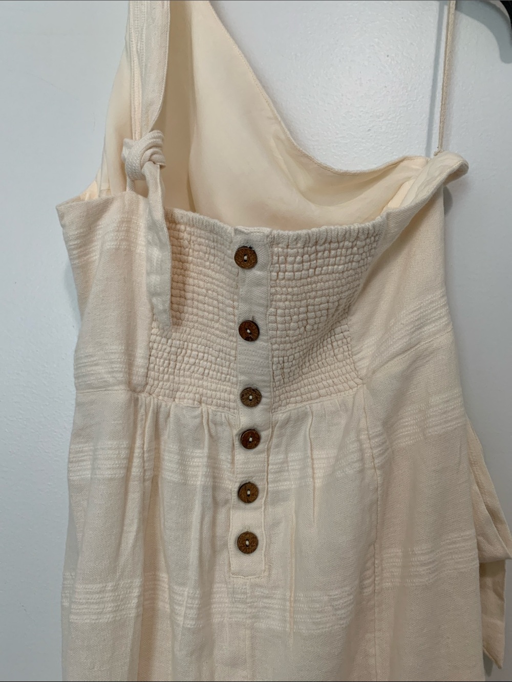Free People At Leisure Midi Wrap Dress Ivory Linen Cotton - Picture 7 of 11
